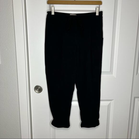 Aritzia Wilfred Allant Black Silk Cuffed Hem Waist Tie Pants Size 00 - Picture 2 of 8